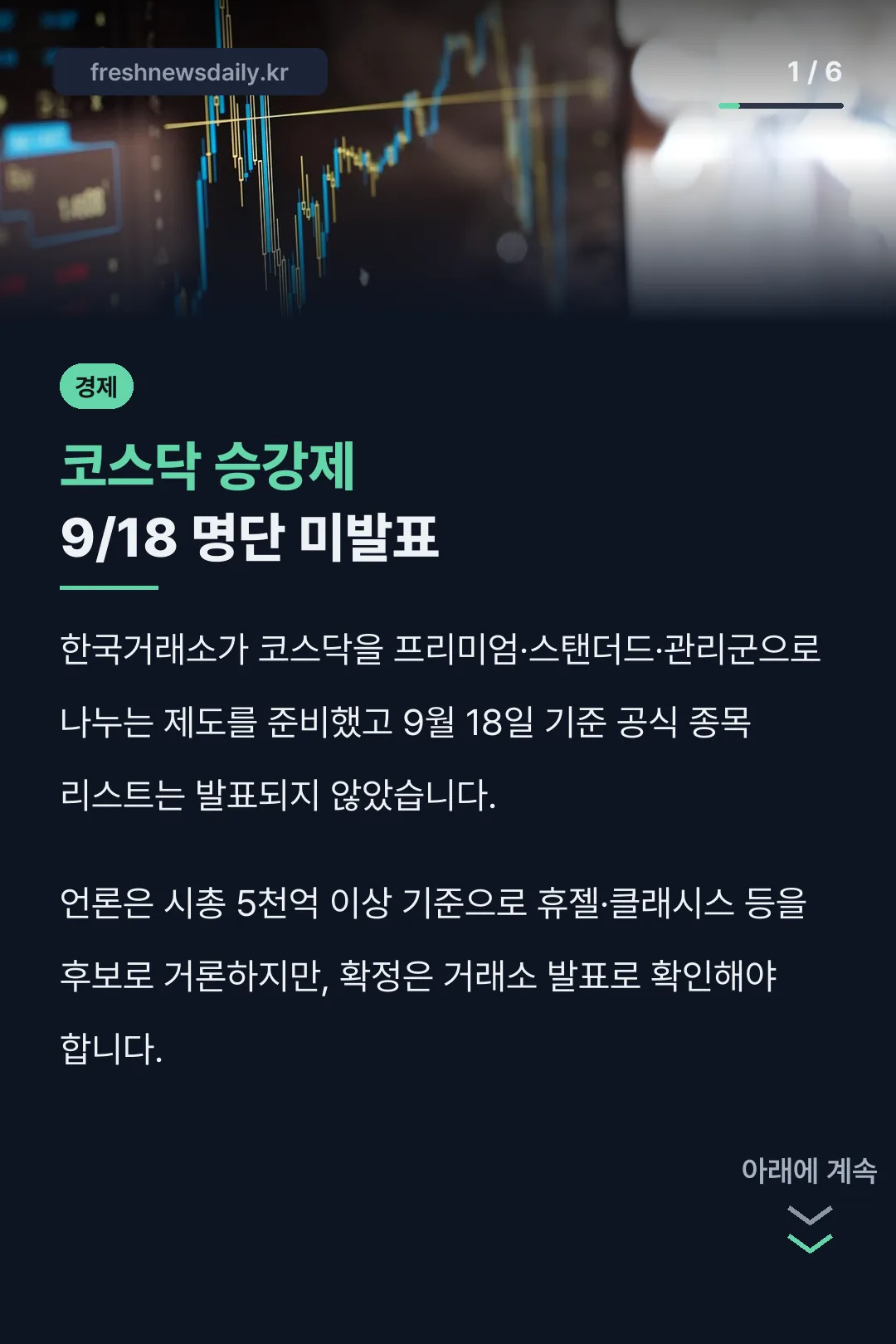 코스닥 승강제 9/18 명단 미발표