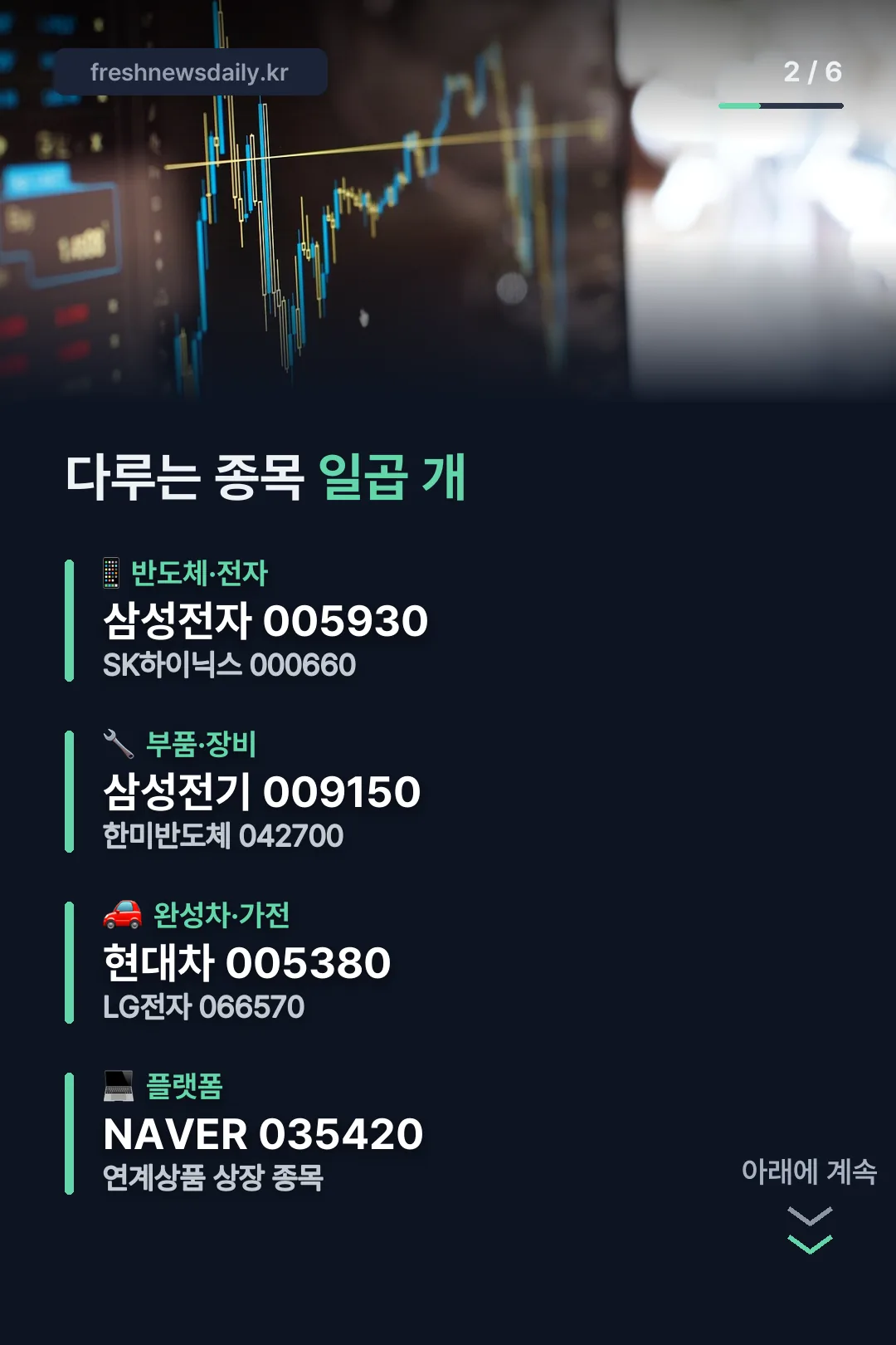 다루는 종목 일곱 개